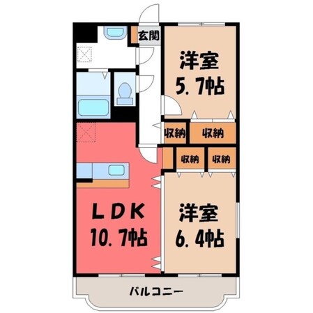 宇都宮駅 徒歩19分 3階の物件間取画像